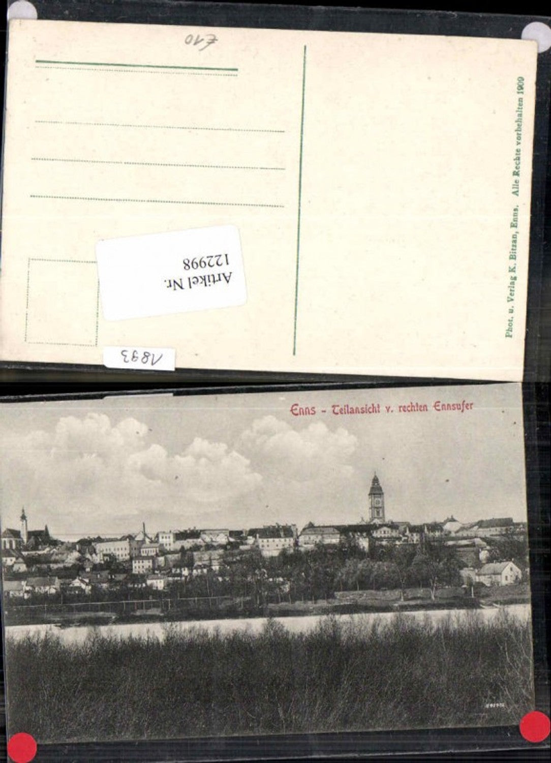 122998, Enns Partial image of the right bank of the Enns River 1909