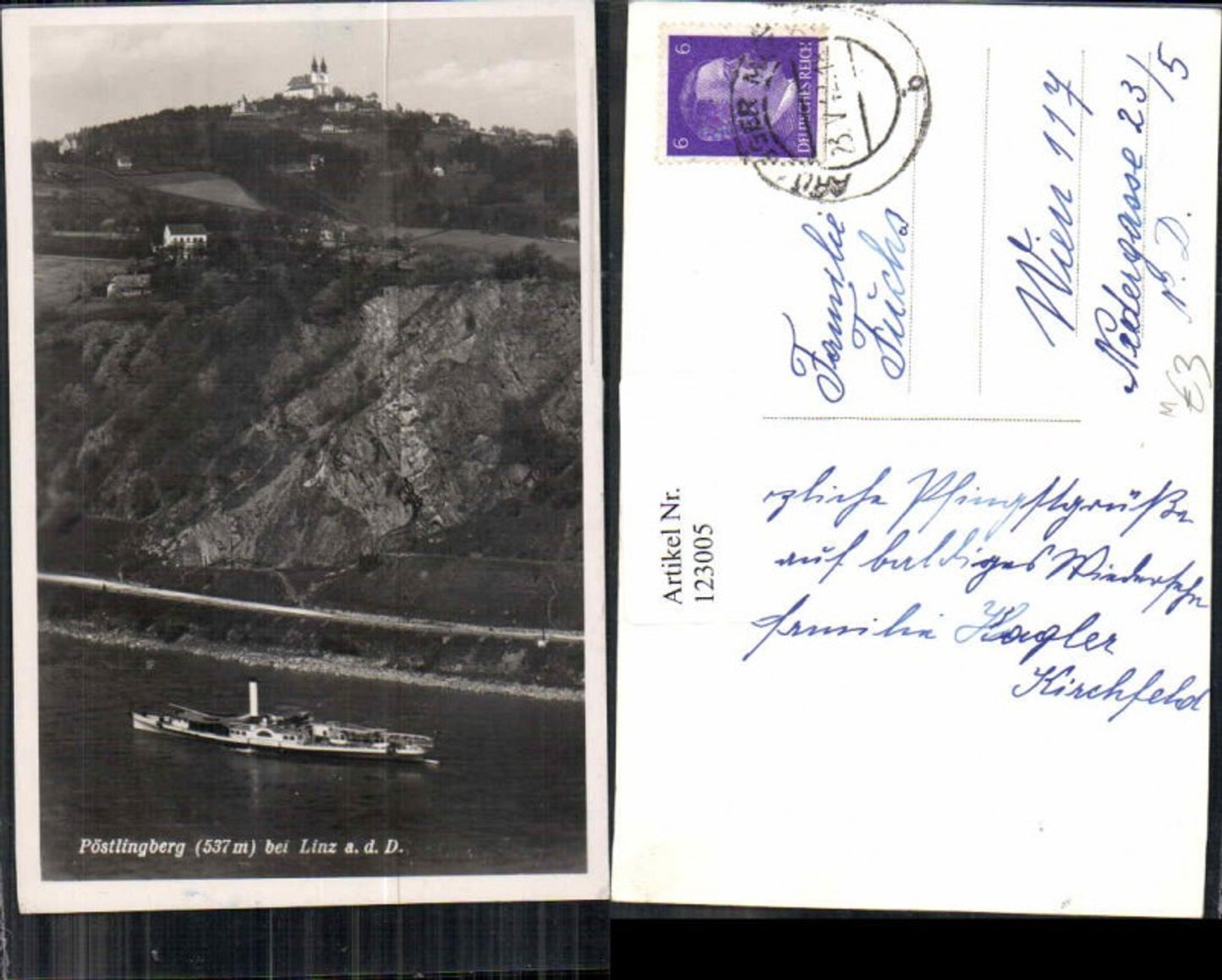 123005, Pöstlingberg near Linz on the Danube with steamer HEBE