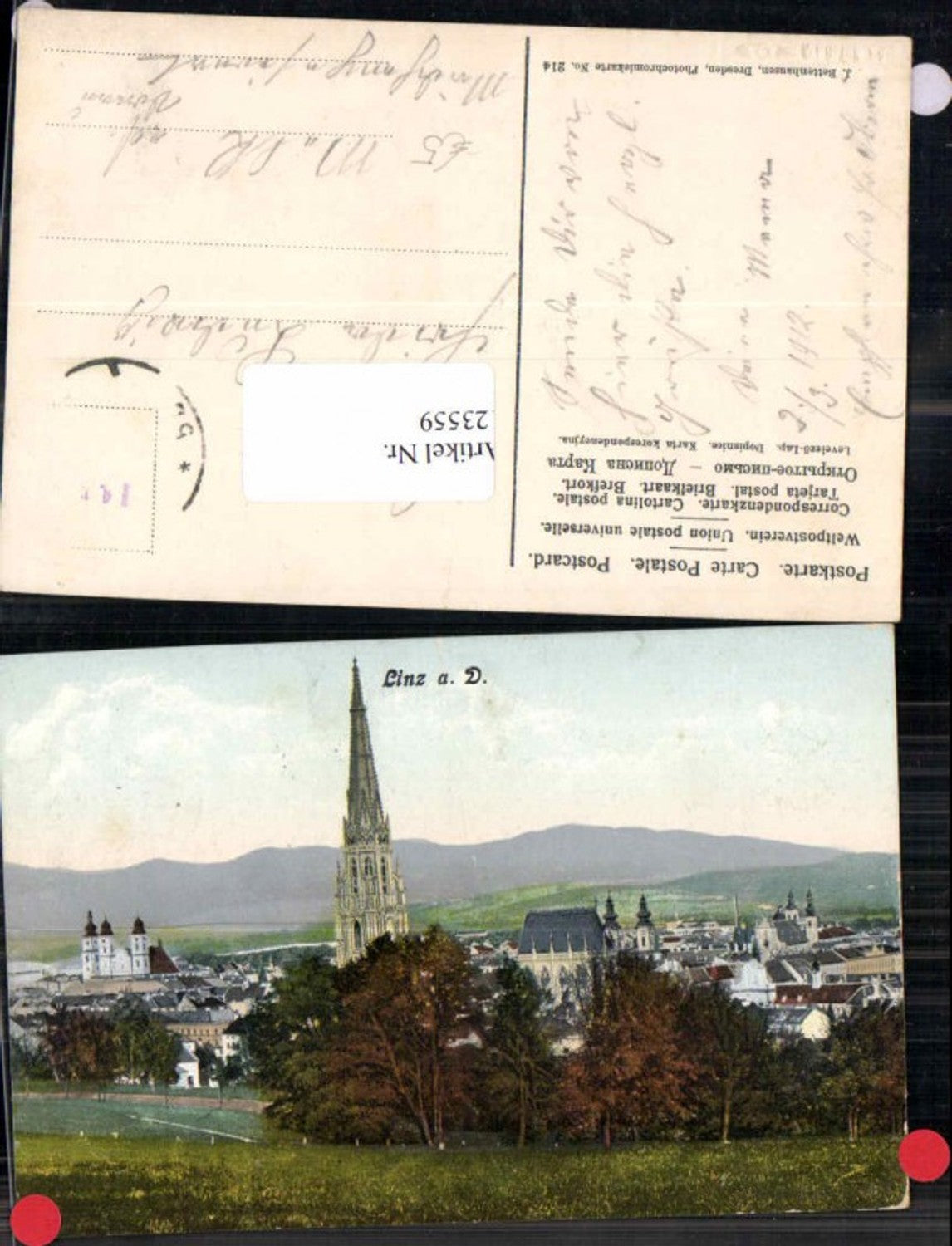 123559, Linz on the Danube, partial view, circa 1910