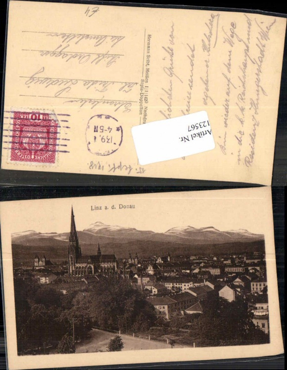 123567, Linz on the Danube, partial view 1918
