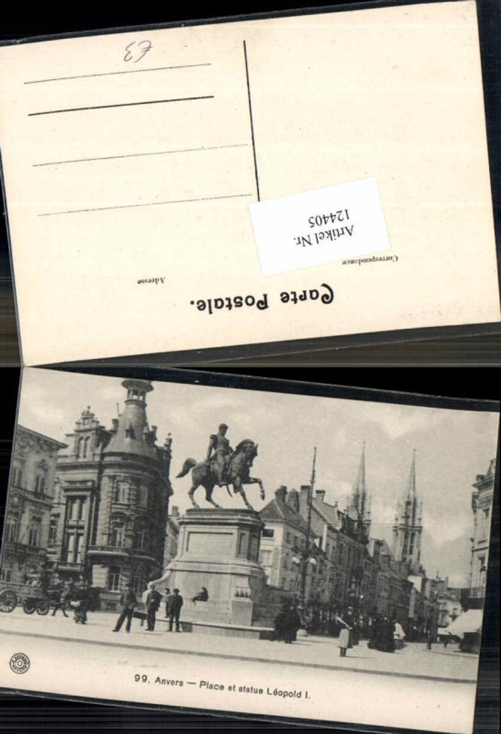 124405,Anvers Antwerp Place and statue Leopold