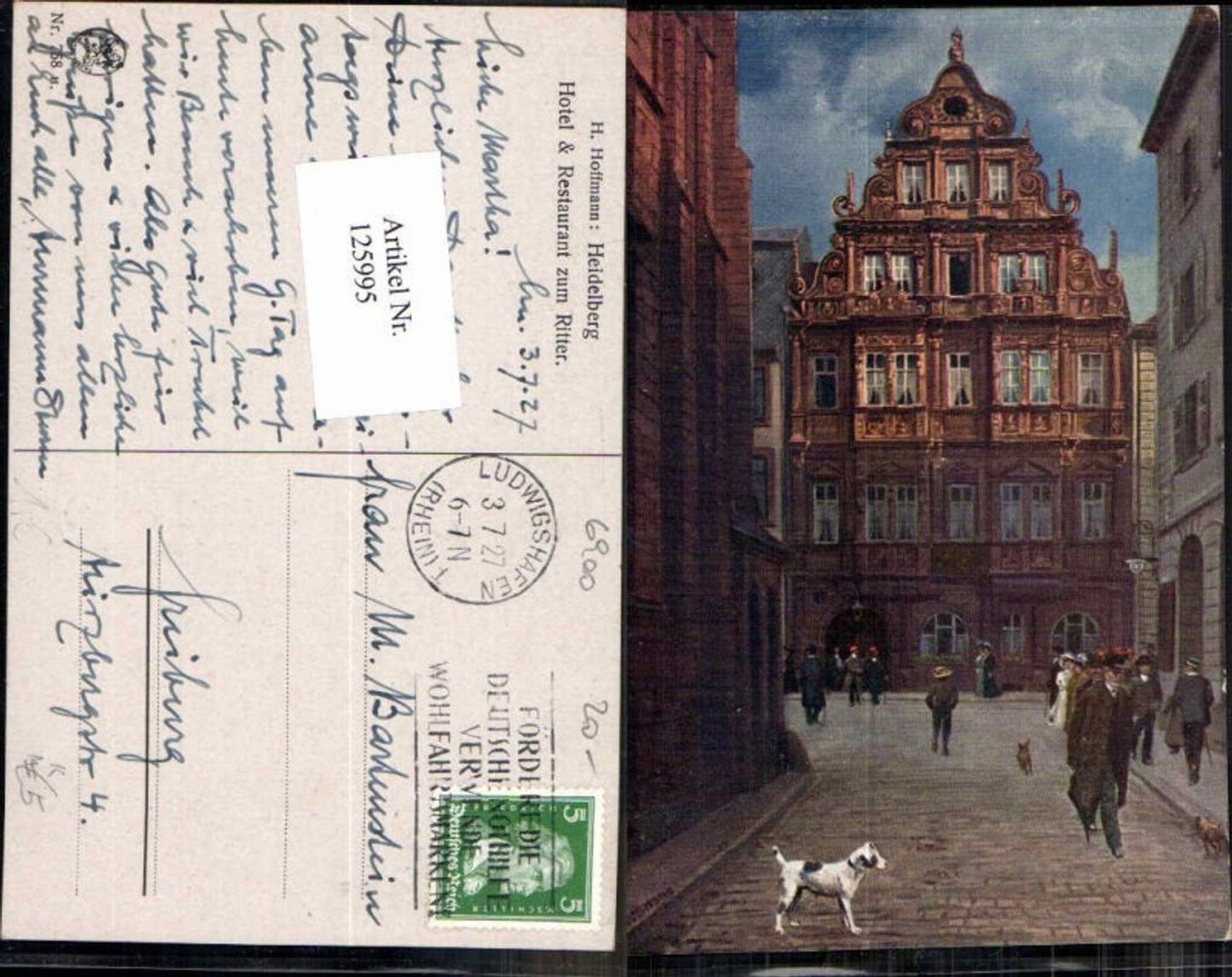 125995, H. Hoffmann Heidelberg Hotel Restaurant zum Ritter
