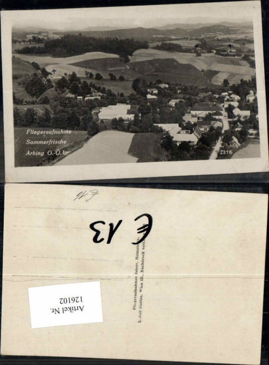 126102,Aerial photograph of Arbing near Perg 1930