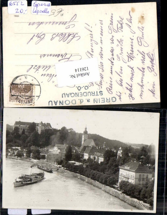 126114, Grein on the Danube steamer departure photo postcard