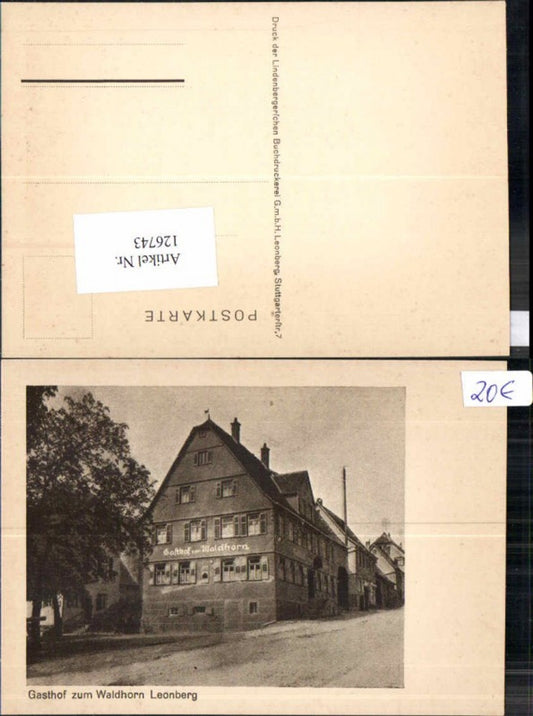 126743, Gasthaus zum Waldhorn Leonberg 1920