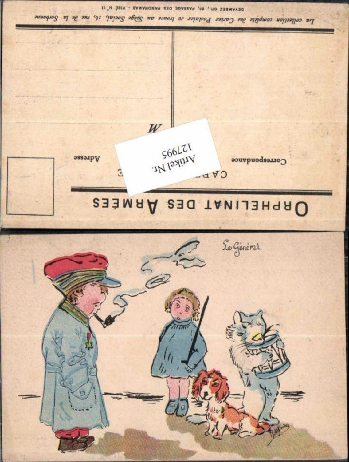 127995, Child soldier with medal, pipe, dog, general