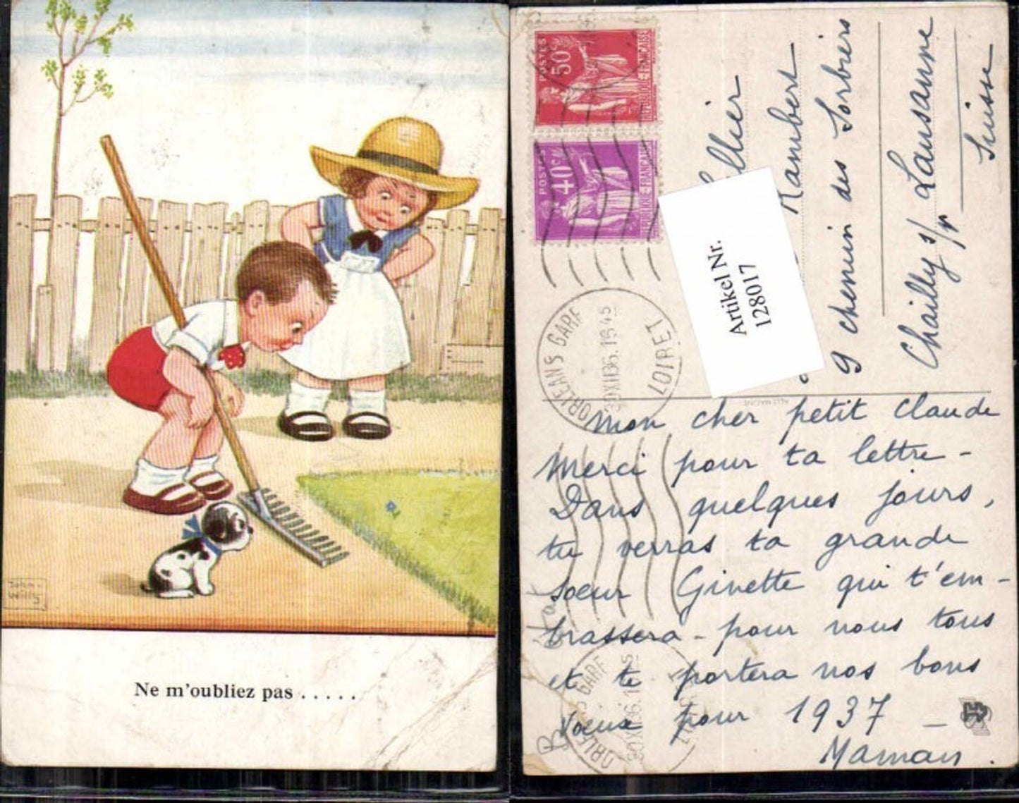 128017, John Wills Willi Scheuermann Dog Children Hat Rake