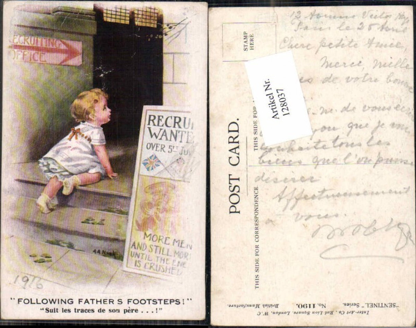 128037, Sweet Children Artist Card Girl Dress Following Father Footsteps