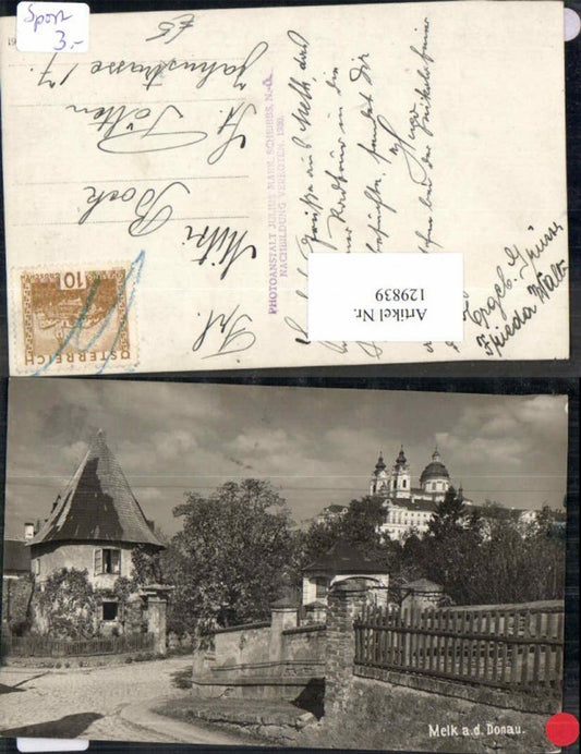 129839, Photo AK Melk on the Danube Street view 1930 pub Mark Julius Scheibbs