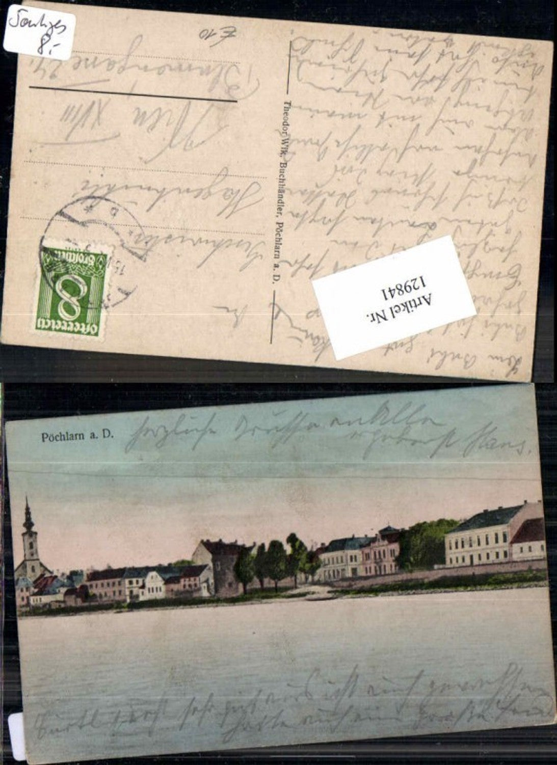 129841, Pöchlarn on the Danube, rare view 1925