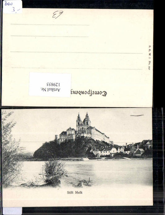 129855, Melk on the Danube Rare riverbank view 1905 BKWI 791