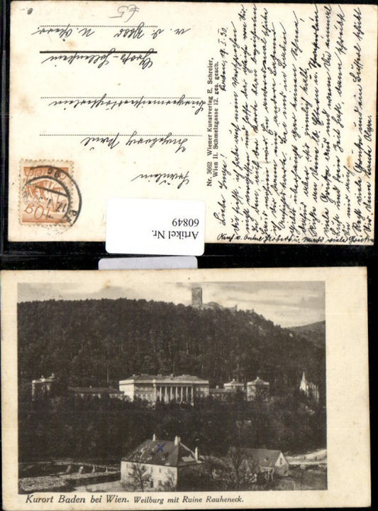 60849, spa town of Baden Weilburg with Rauheneck ruins, 1930 