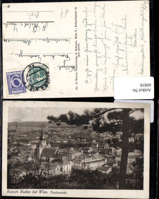 60858, Spa town of Baden, general view 1929 