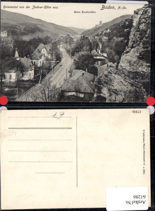 61286,Helenental v. d. Ziehrer Höhe aus Ruine Rauhenstein  Baden b. Wien
