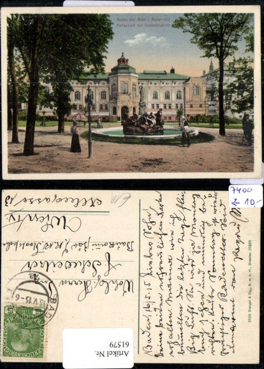 61579,Undinebrunnen Heilanstalt Baden b. Wien 1915