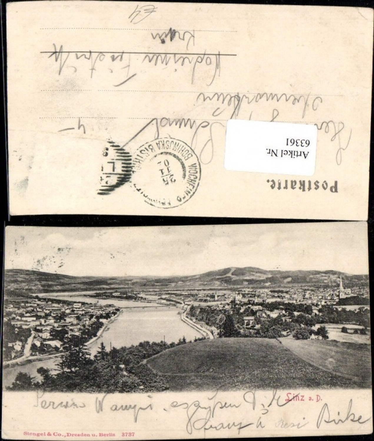 63361, Linz on the Danube, general view 1904
