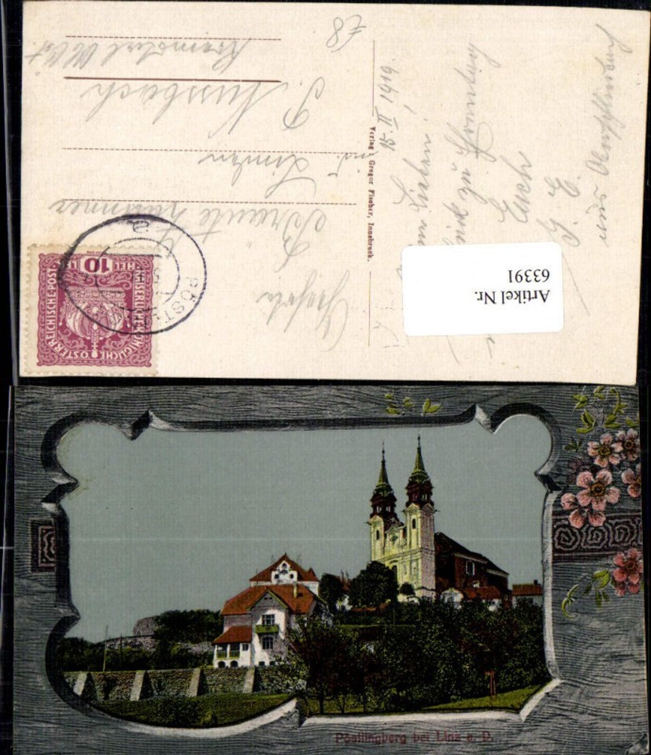 63391, Linz ad Donau Pöslingberg Litho 1919