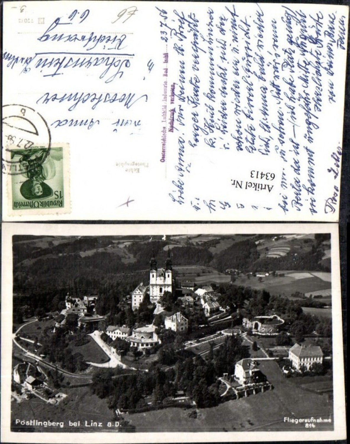 63413, Linz on the Danube Pöstlingberg aerial photograph 814