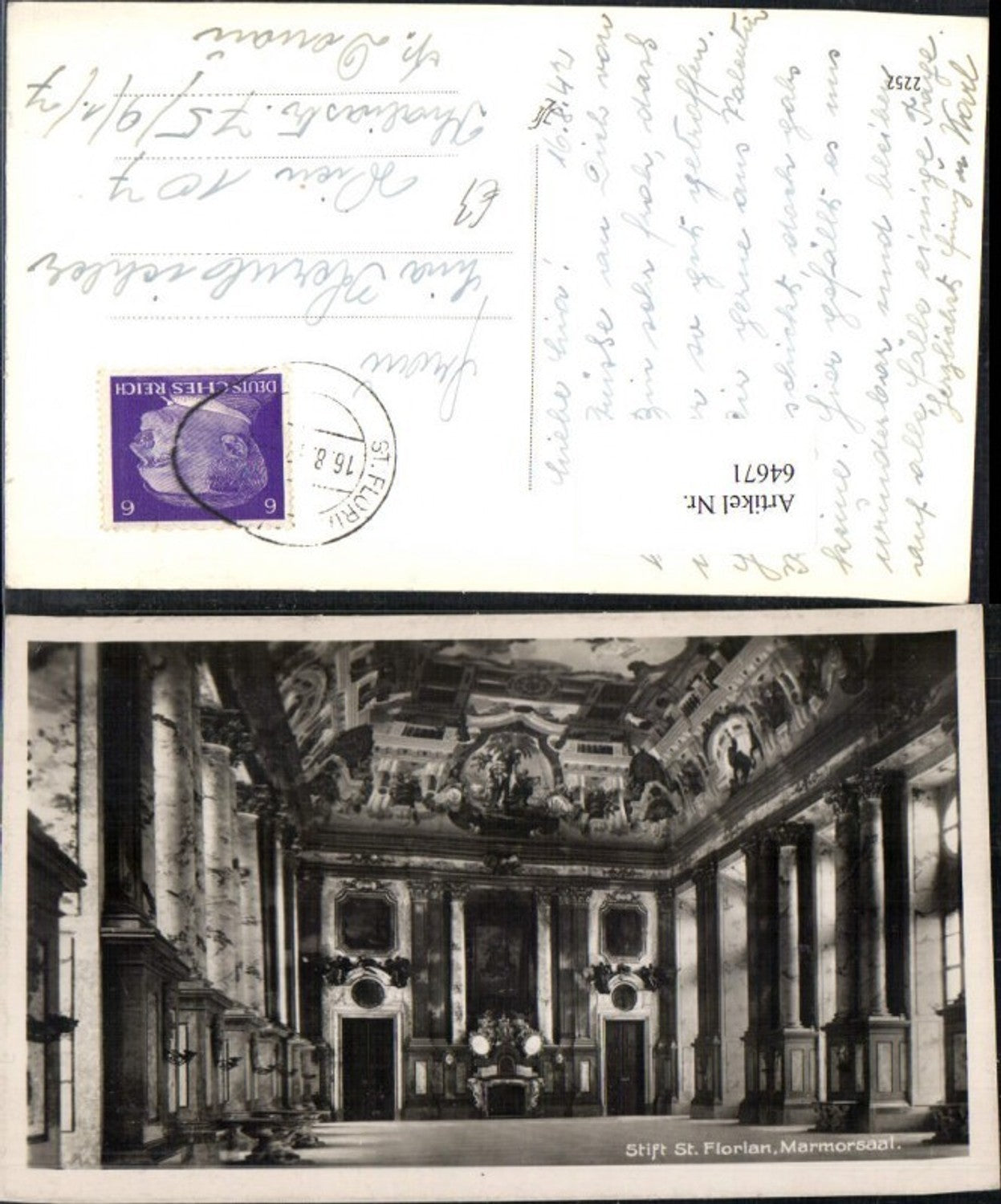 64671, St. Florian Abbey Marble Hall near Linz on the Danube