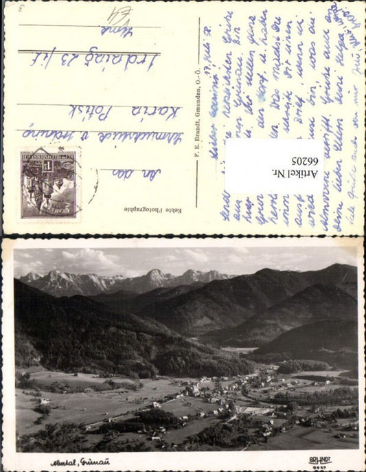 66205,Almtal Grünau Tolle Ortsansicht pub Brandt 0059