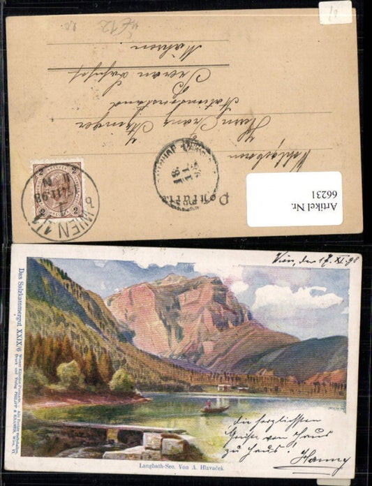 66231, Langbath See near Ebensee, Hlavacek pub, Philipp &amp; Kramer XXIX/6, Viennese artists, postcard