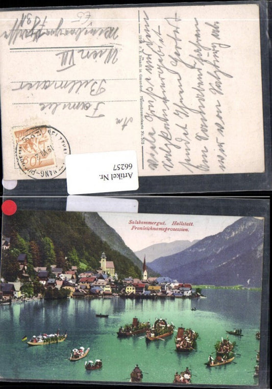 66257, Hallstatt Corpus Christi procession Salzkammergut Brandt 573 Photochrome card