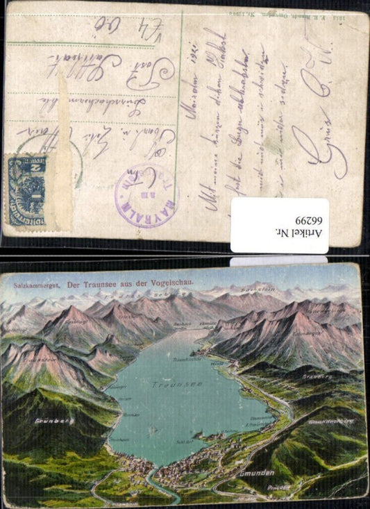 66299, Traunsee from a bird's-eye view Gmunden Ebensee Salzkammergut Brandt 1296