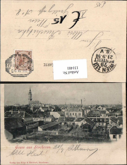 131481, Greetings from Stockerau 1898 Partial view