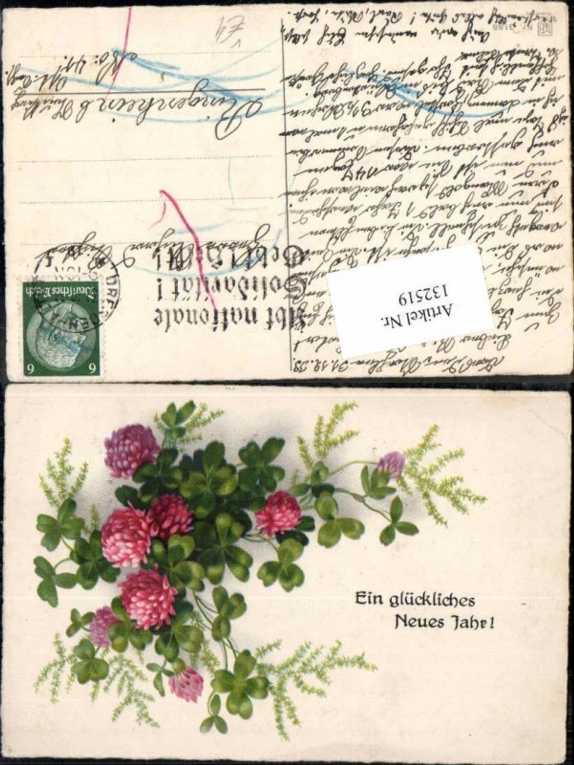 132519,Meissner & Buch Leipzig 3188 Neujahr Blumen
