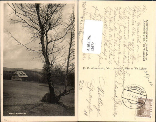 75672,Alpenvereinsheim youth hostel Ranzbenbach Wienerwald Klausen Leopoldsdorf 1932