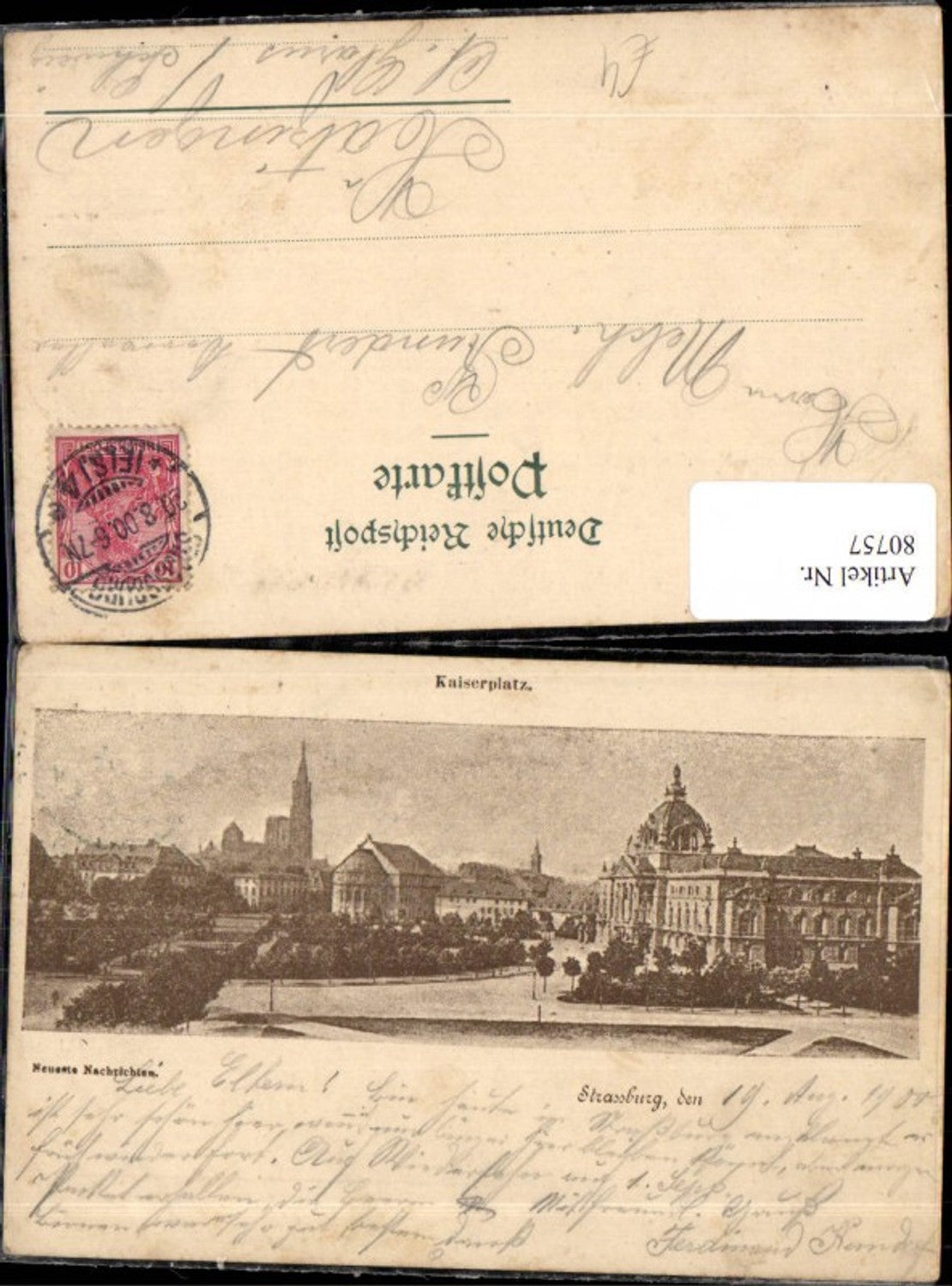 80757,Kaiserplatz Strassburg 1900