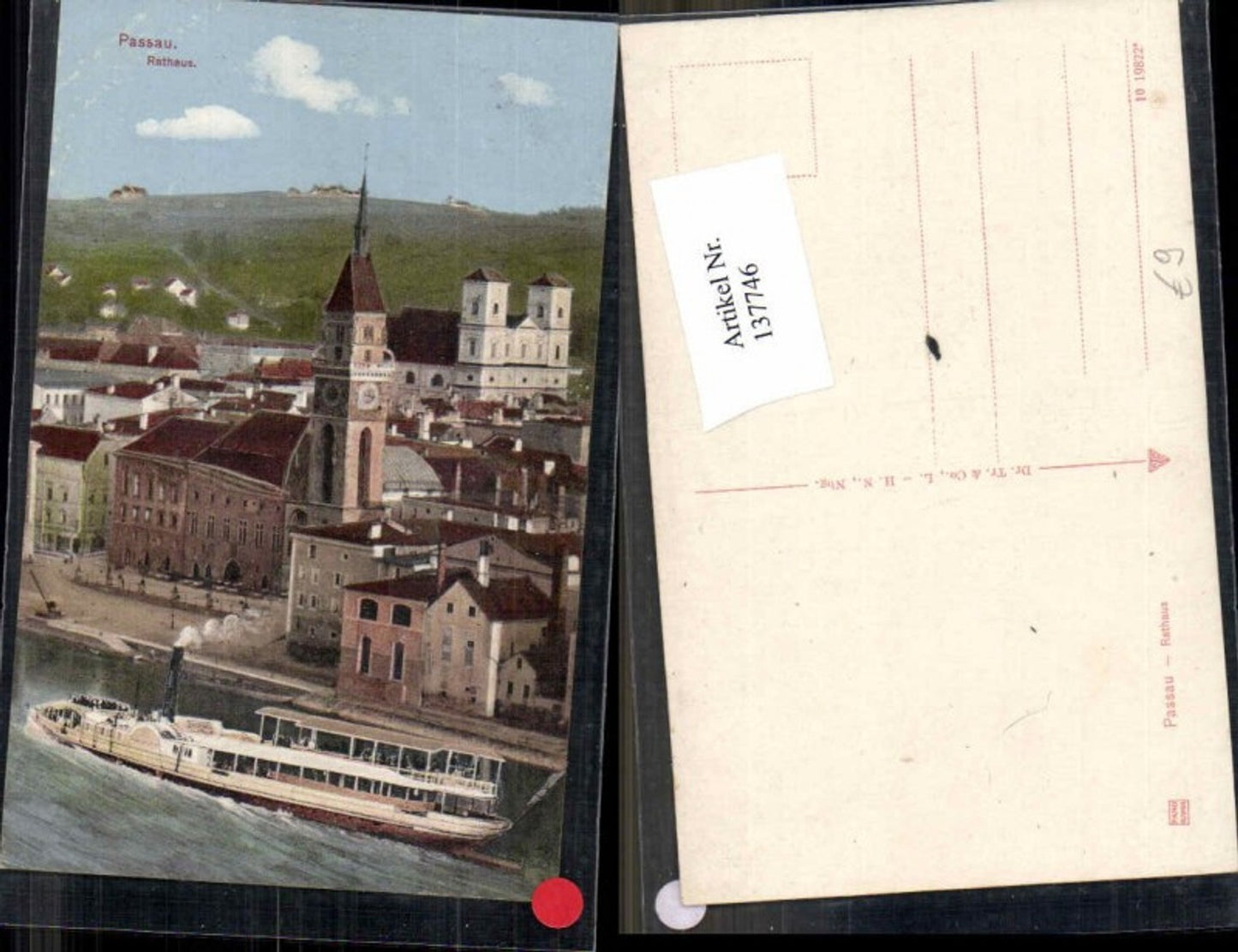 137746,Passau Rathaus m. Dampfer Detail 1915
