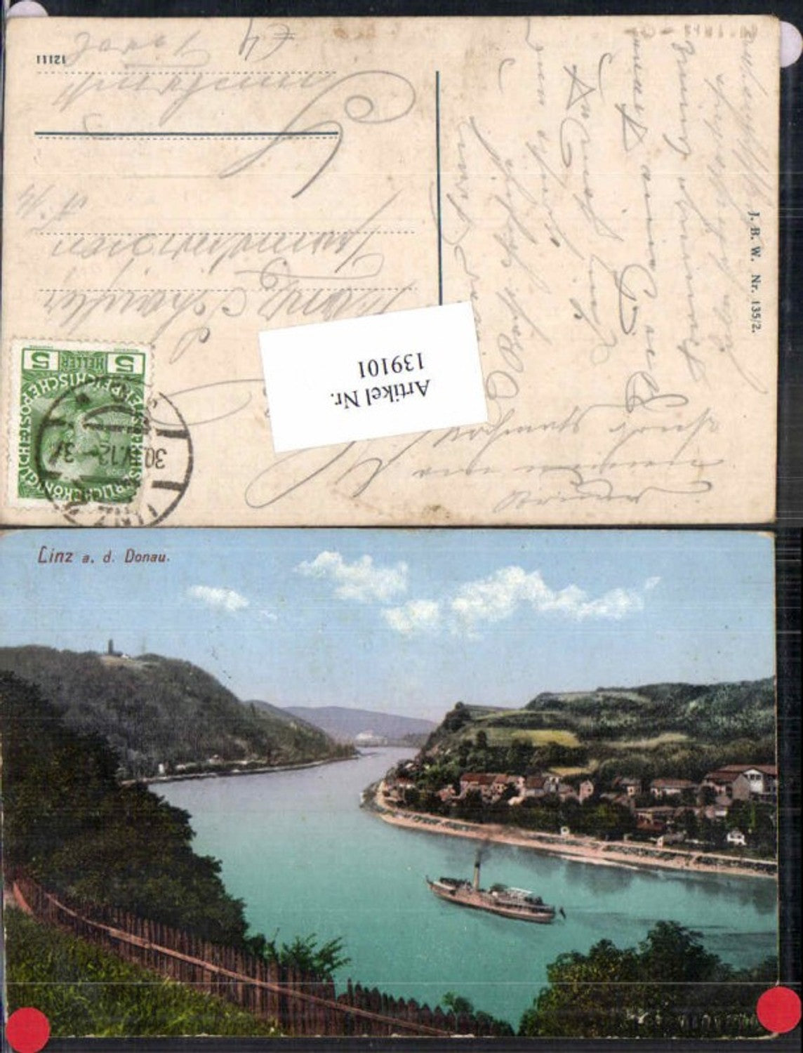 139101, Linz on the Danube with Puchenau 1915