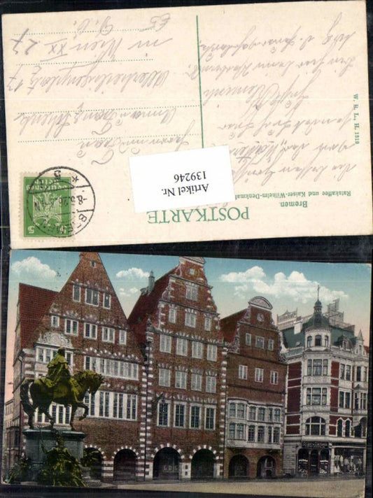 139246,Bremen Ratskaffee Kaiser Wilhelm Monument