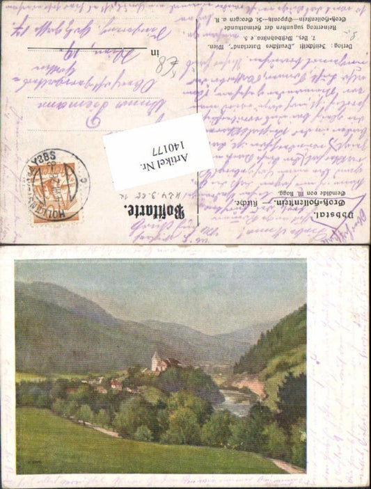 140177, Ybbstal Gross Hollenstein Church M. Ragg signed 