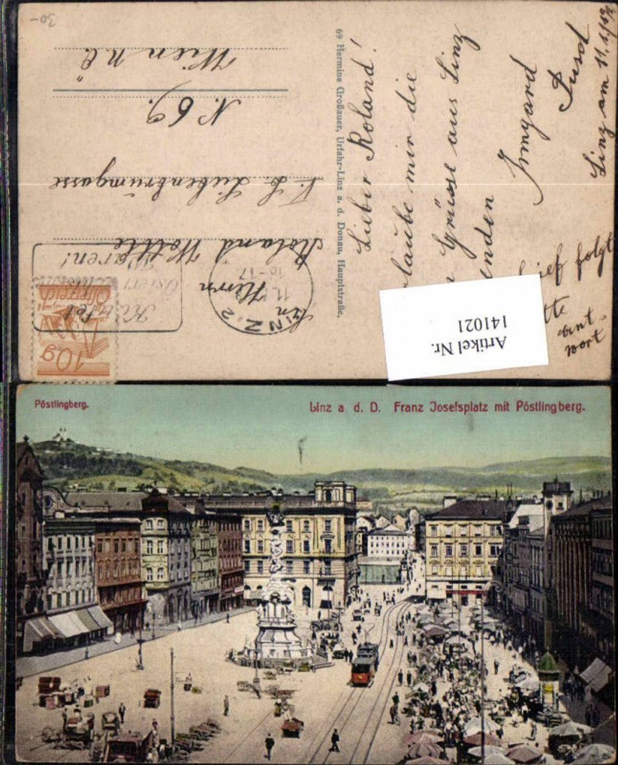 141021, Linz on the Danube Franz Josef Platz with Pöstlingberg