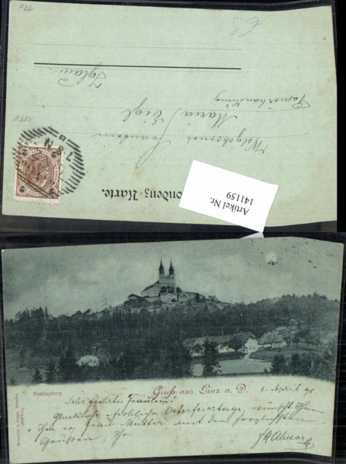 141159, Linz on the Danube Greetings from Pöstlingberg 1898