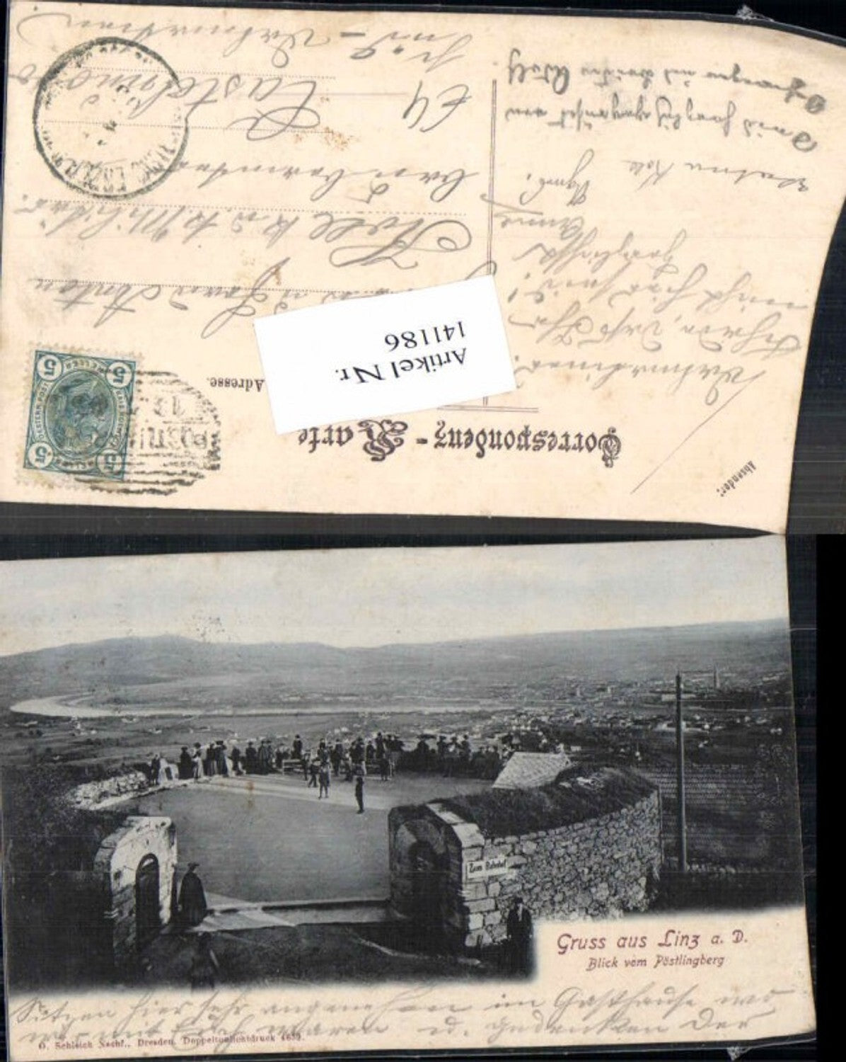 141186, Linz on the Danube, view from the Pöstlingberg, 1900