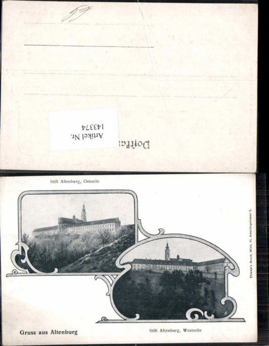 143374, Greetings from Altenburg near Horn, east side, Art Nouveau decoration
