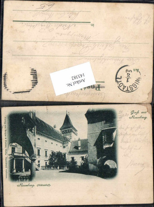 143382, Greetings from Rosenburg Castle Courtyard 1898
