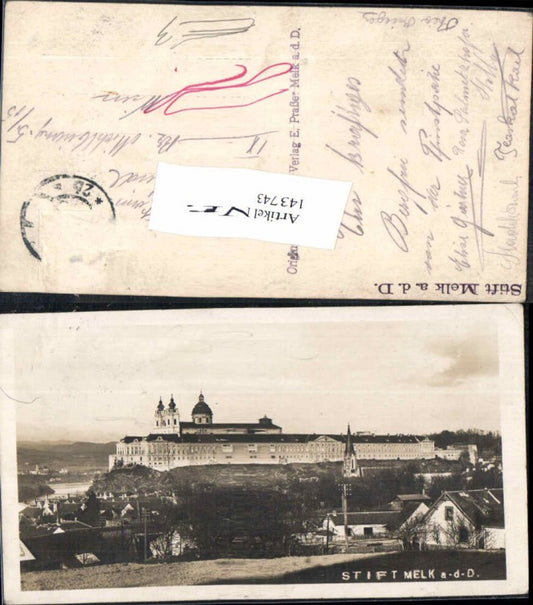 143743,Photo postcard Melk on the Danube 1920
