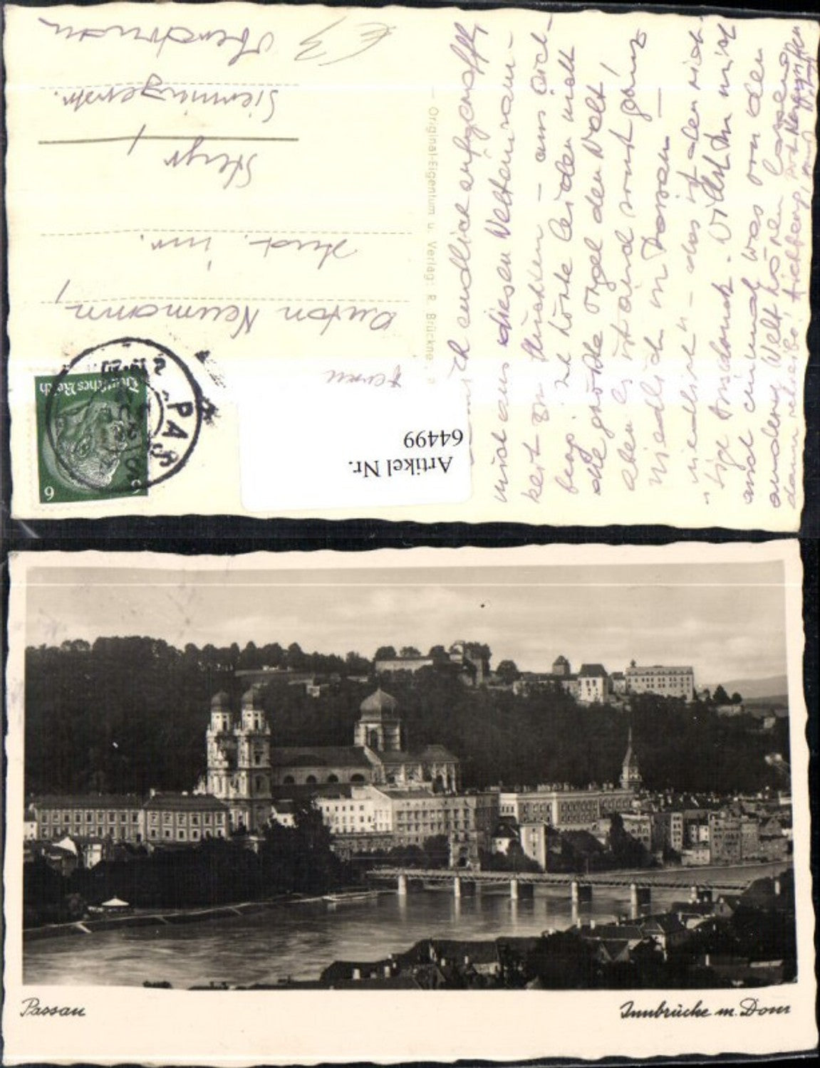 64499,Passau Innbrücke mit Dom Ansicht 1940