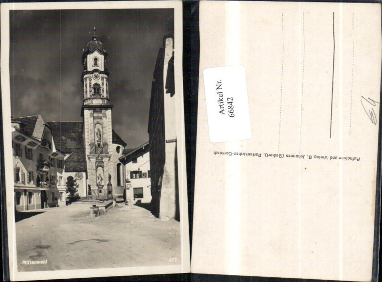 66842,Mittenwald Ansicht Platz mit Kirche