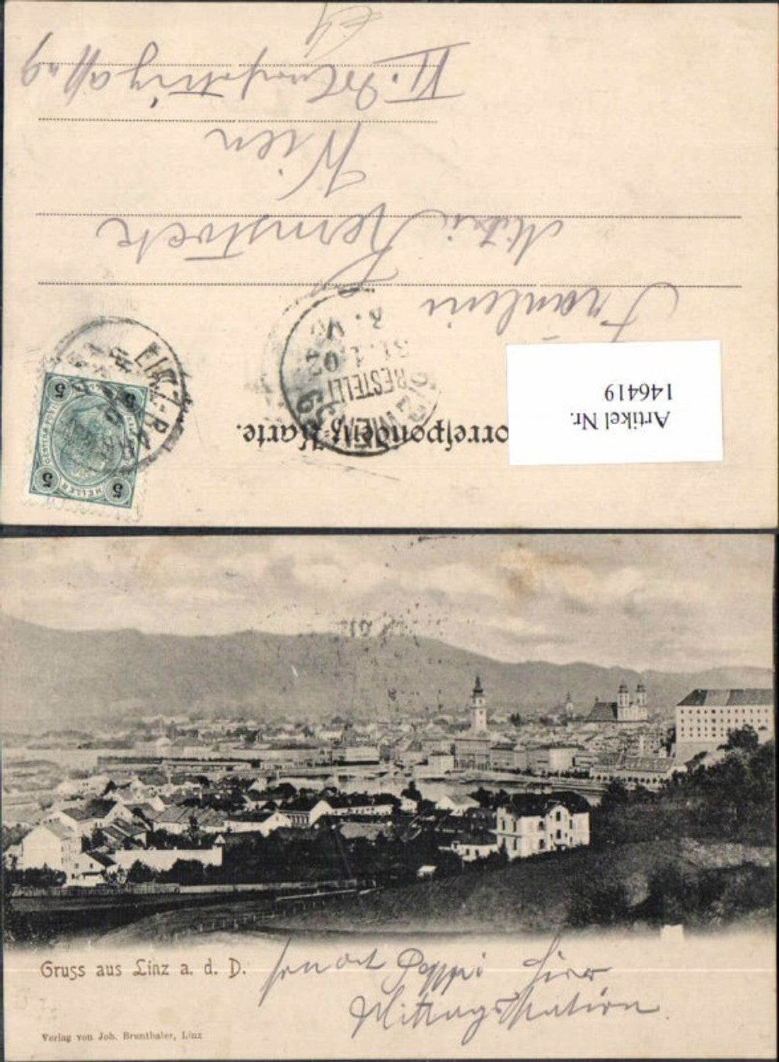 146419, Linz on the Danube Greetings from 1900