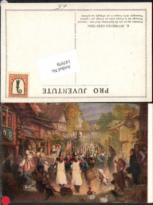 147970, E. Rittmeyer Soldiers Gallic village marching Gaul