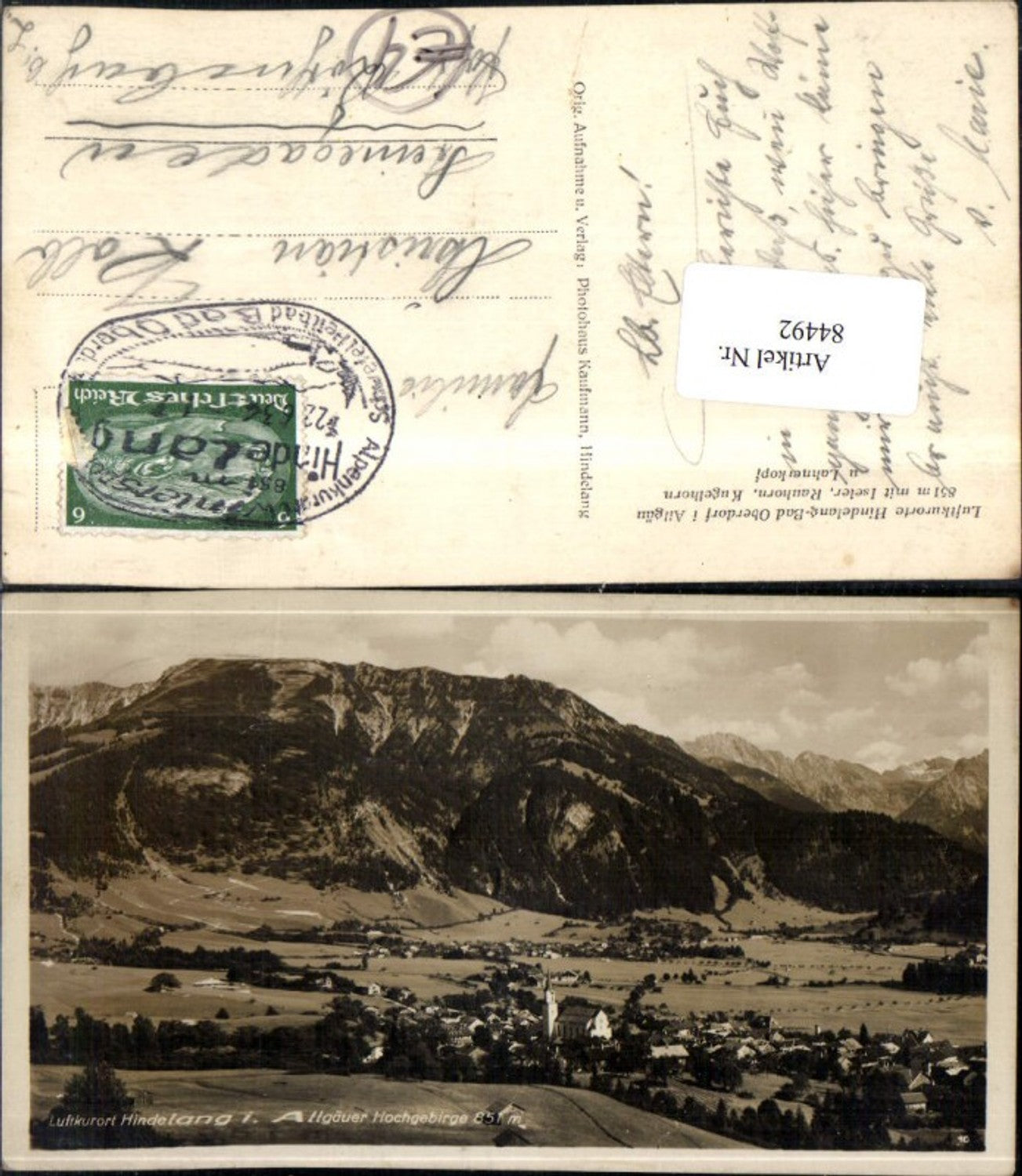 84492,Luftkurort Hindelang im Allgäu Hochgebirge