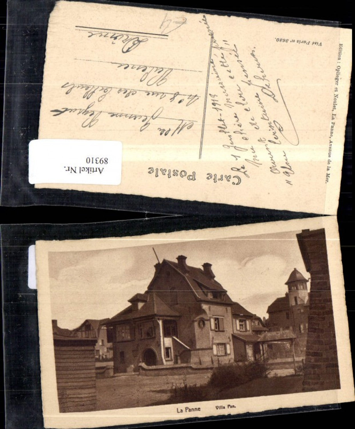 89310, La Panne Villa Pan View 1915