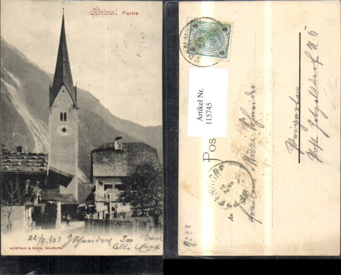 115745, Krimml Kriml View of Church 1903