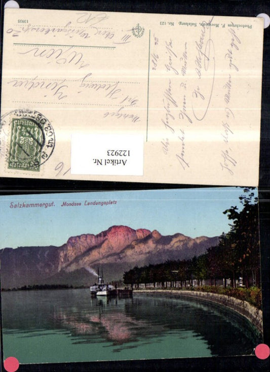 122923, Salzkammergut Mondsee Landing Place View Ship Steamer Pier 1912