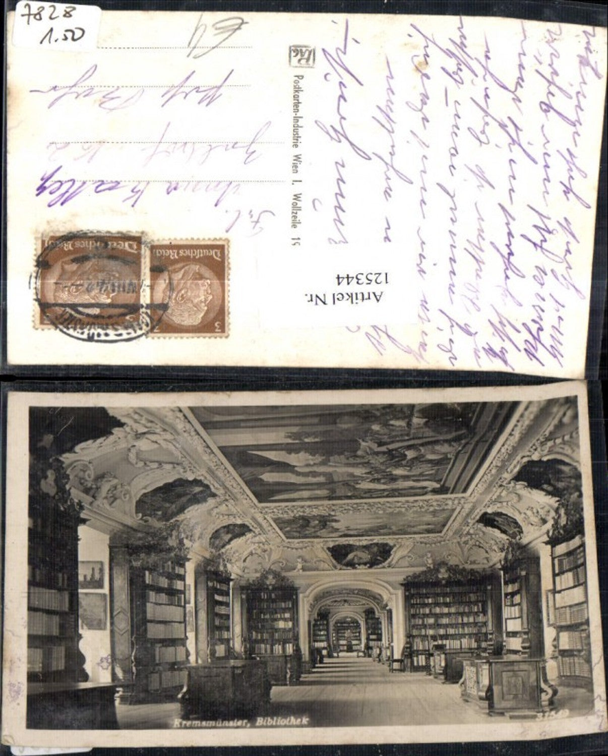 125344, Kremsmünster Library Interior view 1942